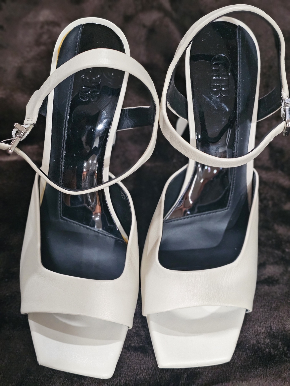 Gianni Bini Cream Square-Toe Ankle-Strap Heels